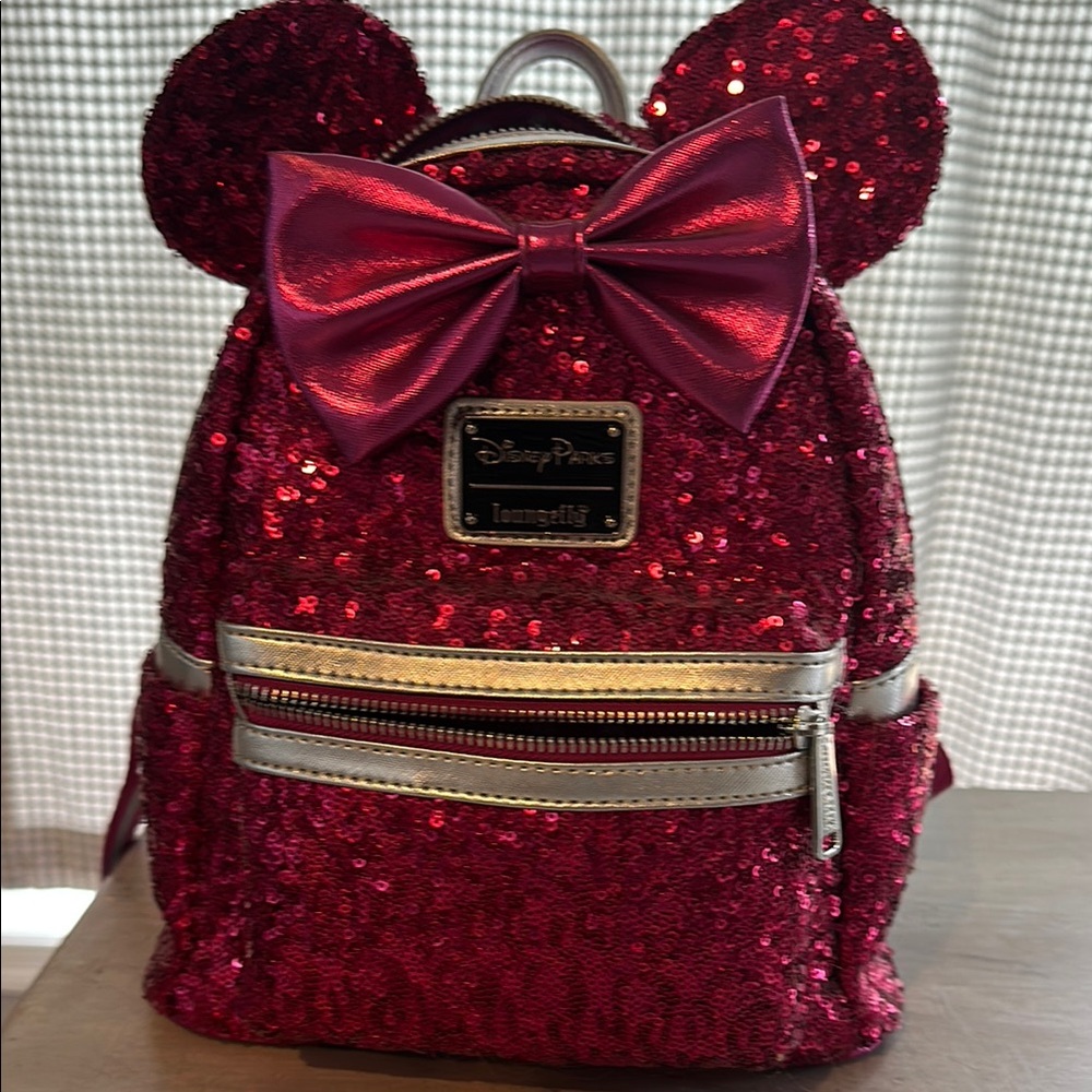 Disney Loungefly Sequin Mini Backpack - Red